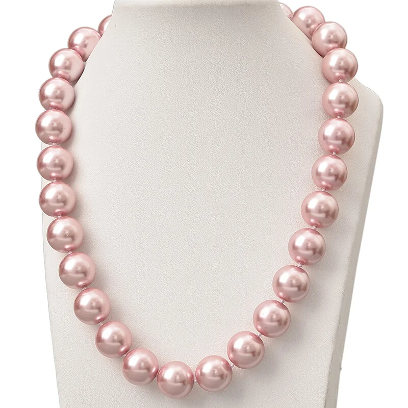 

12/14mm Pink Akoya Shell Pearl Round Beads Nelace 16-50Inch AAA