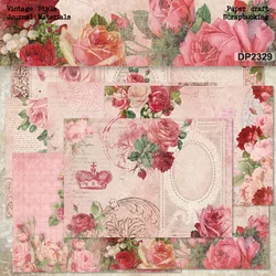 8Pcs/set Charm Flower Rose Printed Scrapbooking Paper Pack for Card Making Handmade Background Decorative Paper Crafts