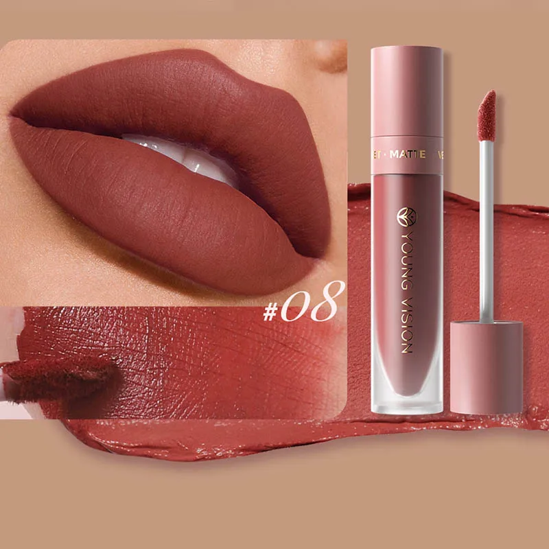 DUNUF 8-kleuren mat fluweel glad, eenvoudig aan te brengen lipgloss met vierkante buis, waterdichte driedimensionale opvullende lippenstift