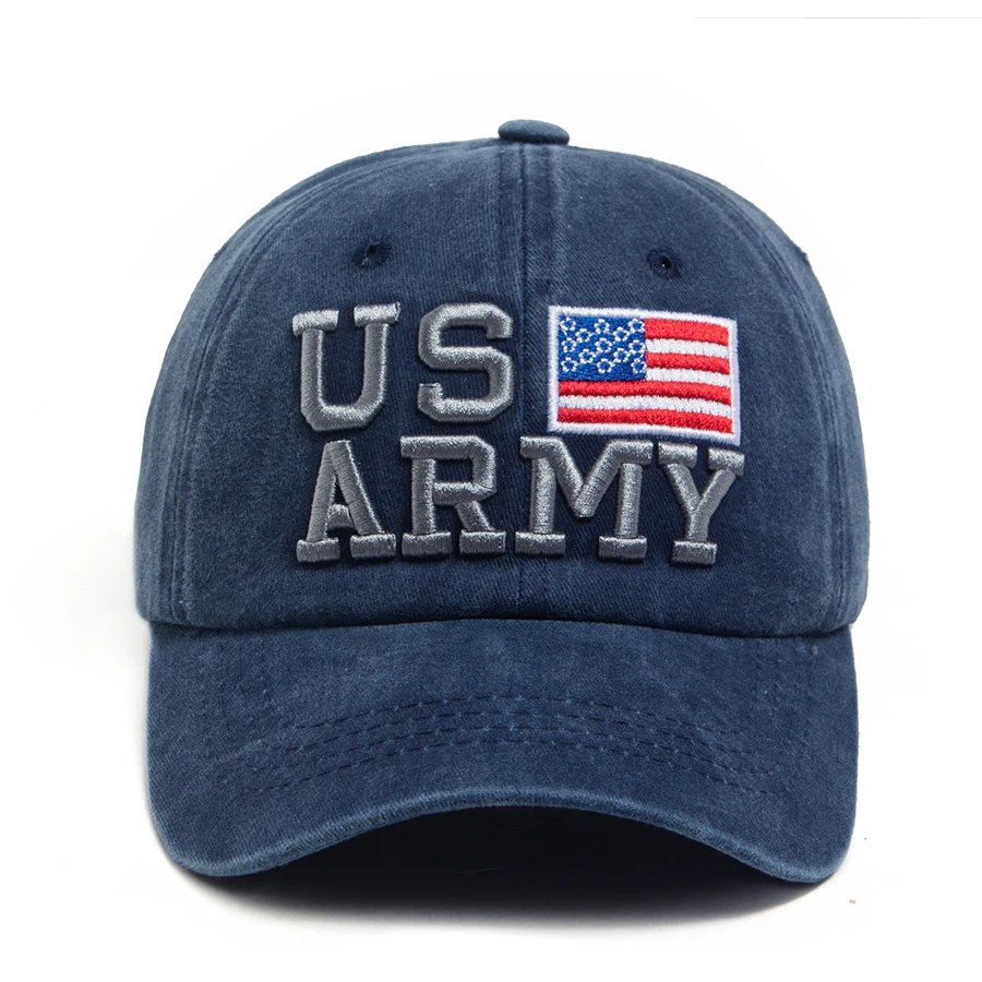 New US Flag Embroidery Baseball Caps Vintage Washed Cotton Dad Hat Summer Casual Men Women Soft Top Outdoor Sun Hat Adjustable