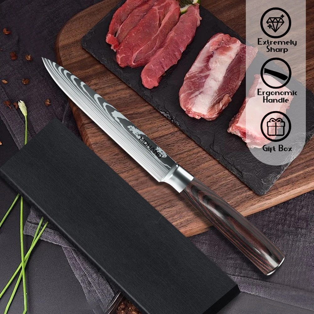 Japanese Utility Kitchen Knife 5 Inch Damascus Kitchen Petty Knife Razor Sharp Cutting Fruit Carving Chef’s Paring Knives