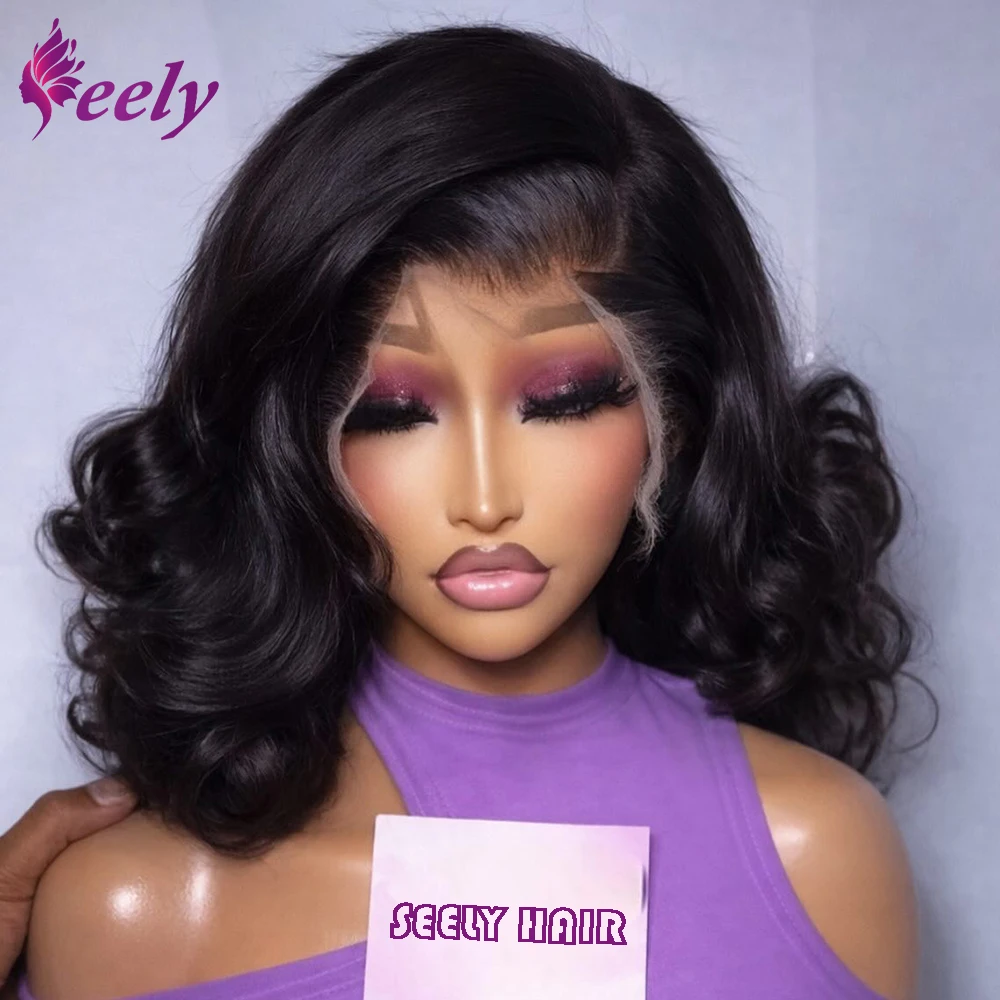

Парик-боб из натуральных волос Body Wave, короткий, с HD прозрачной кружевной передней частью 13x4, свободные волны, парик-боб с закрытием 4x4, из натуральных волос, предварительно выщипанный