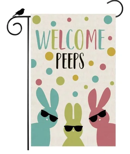 Welcome Easter Sunglasses Colored Bunny Spring Garden Flag Yard Flag 12x18 Inch YYZ