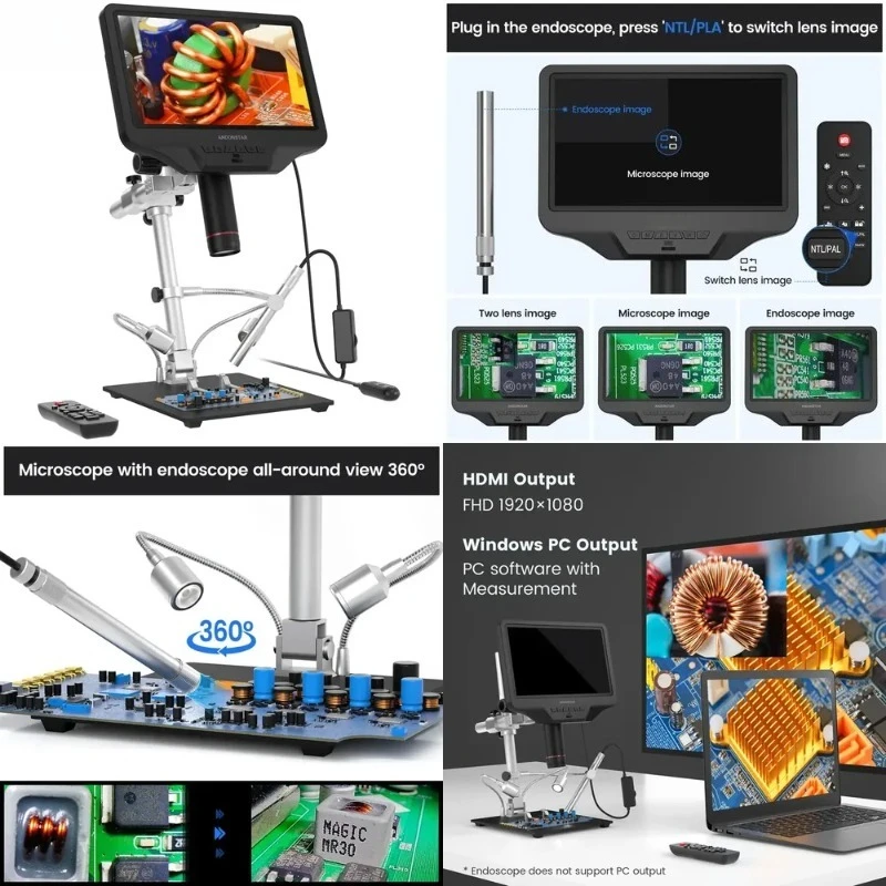 

FHD Screen, 300X Magnification, , UV Filter, Industrial Solder Microscope for Phone & PCB Repair