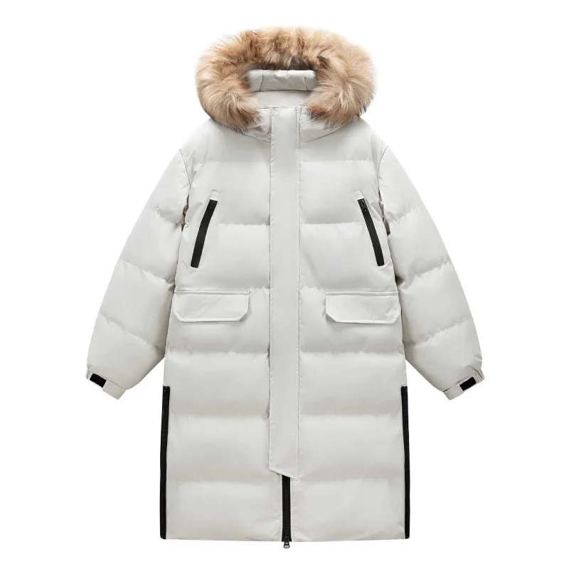 

2025 Man Down Coat Winter Thicken Cold-proof Hooded Zipper Male Jacket Mid Length Long Sleeve Pocket Casual Men Outerwear