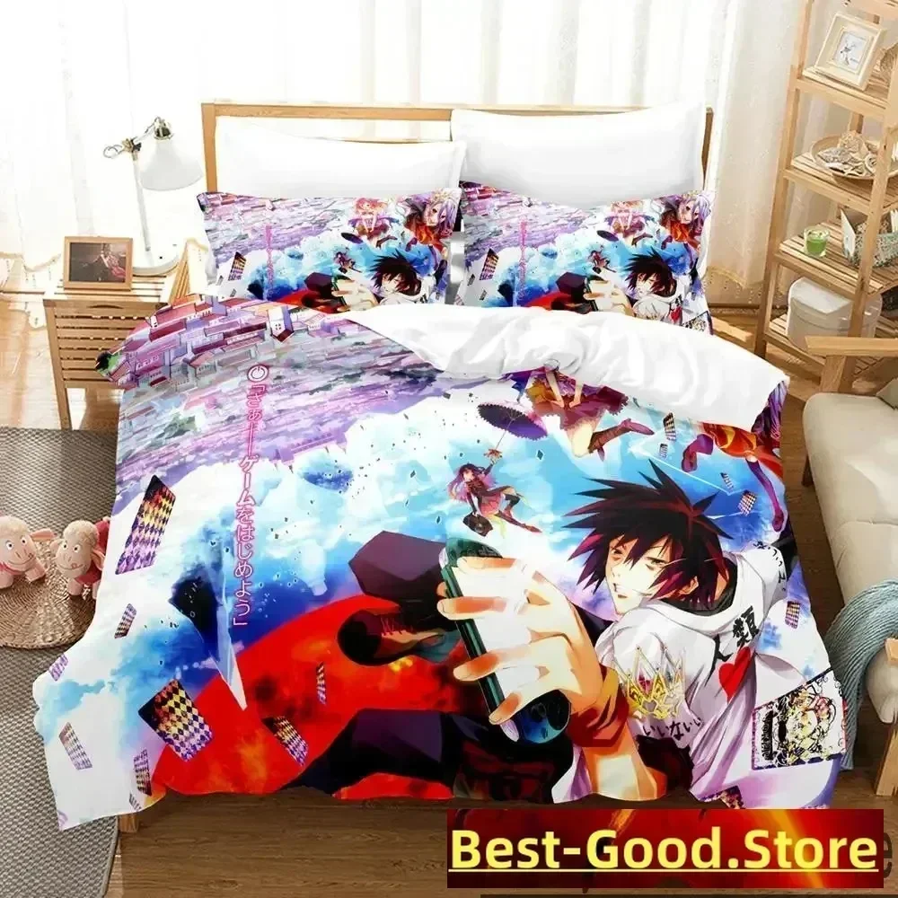 

Top 3D Anime No Game No Life Bedding Set Printed Bed Set With Pillowcase Bed Duvet Cover Soft Queen King Size Bedclothes Home