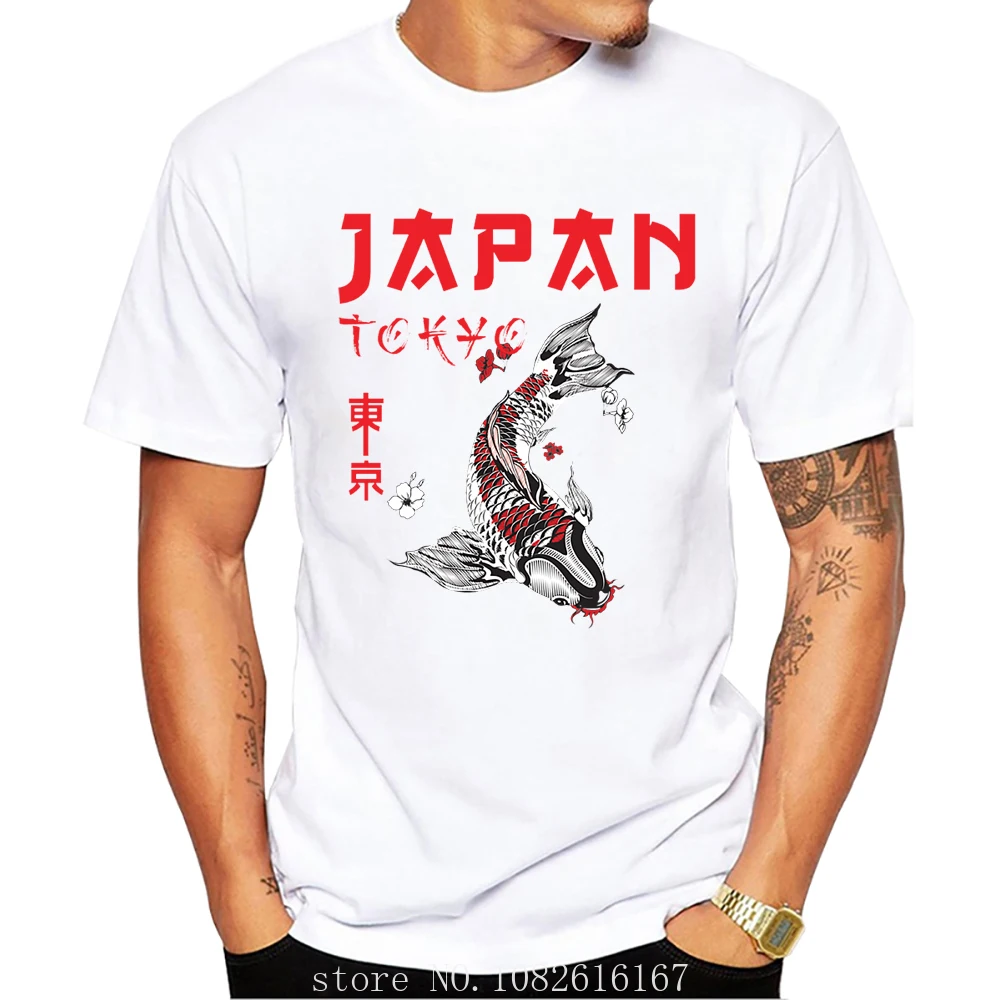 Short Sleeve Tshirts Harajuku Tee Summer Japanese Fuji Dragon Men T-Shirt Yakuza Tokyo Koi Fish Printed T Shirts graphic