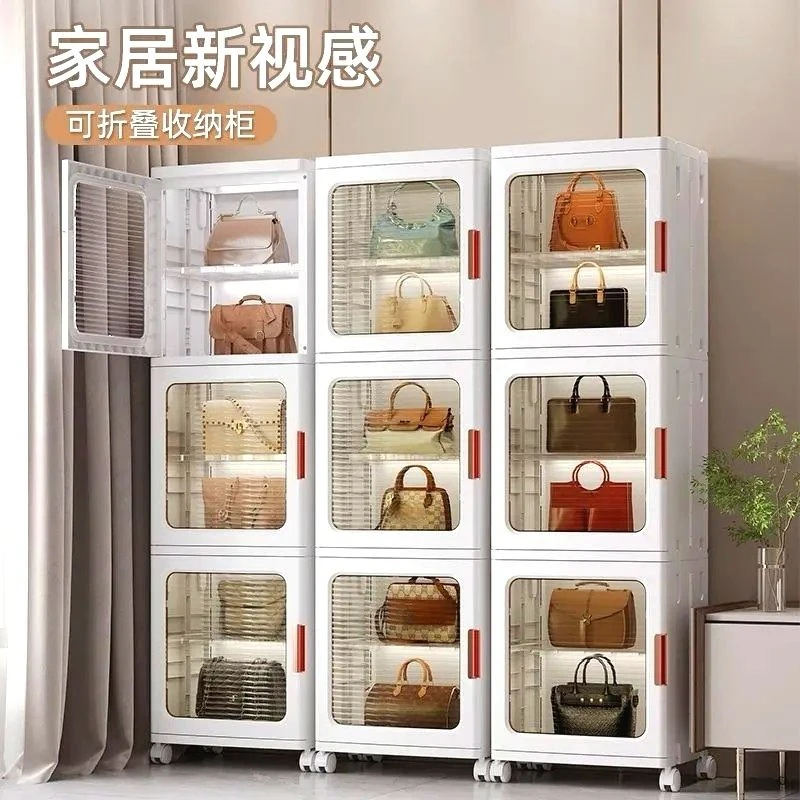 Multi Functional Storage Cabinet Household Bag Storage Box Foldable Toy Snack Kitchen Cabinets Shoe Cabinet Seam Cabinets