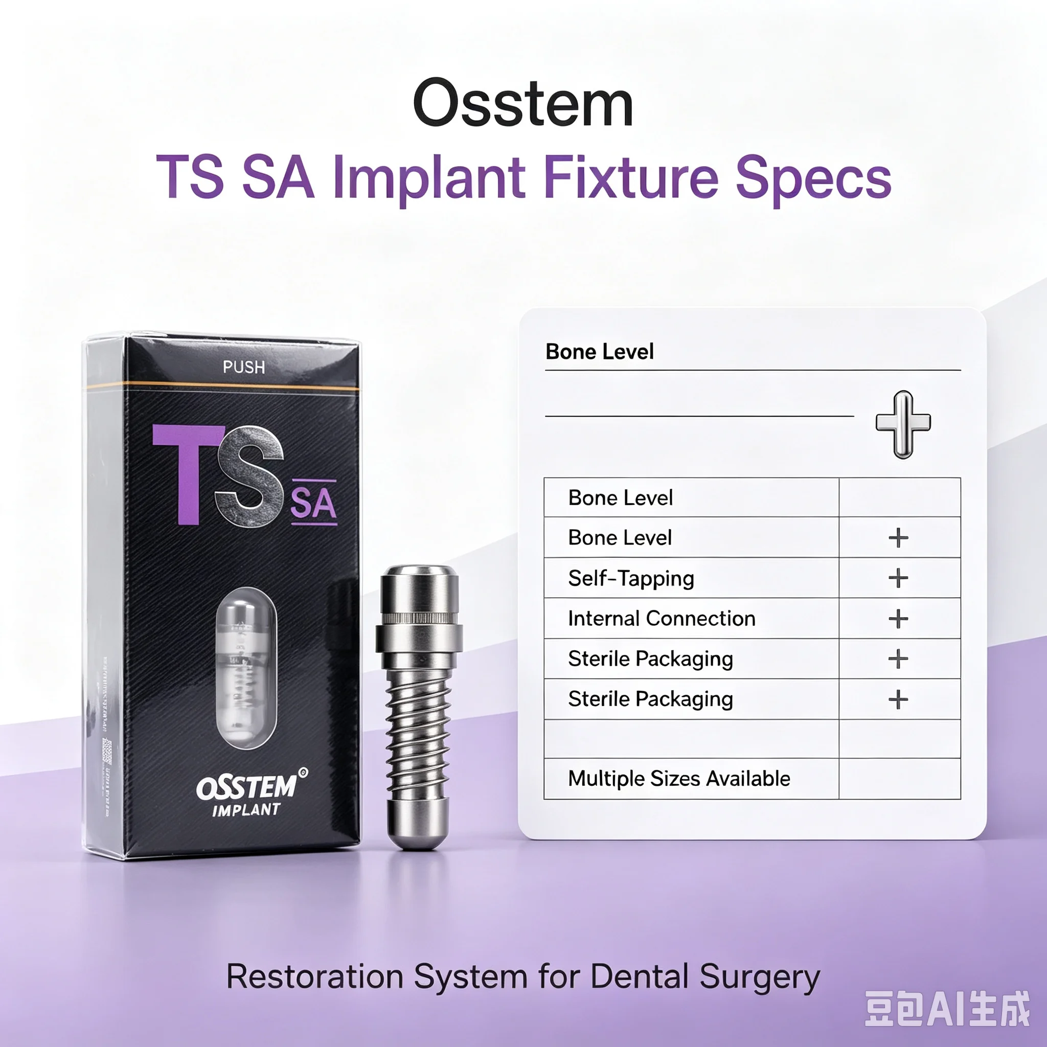 Original Osstem TS‑SA Bone Level Dental Implant Fixture Self‑Tapping Sterile for Teeth Restoration