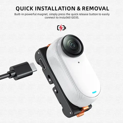 Go 3 Magnetic Quick Release Adapter for Insta360 Go 3/GO 3S Rechargeable Base Mount Camera Accessories w 1/4 & Gopro Interface
