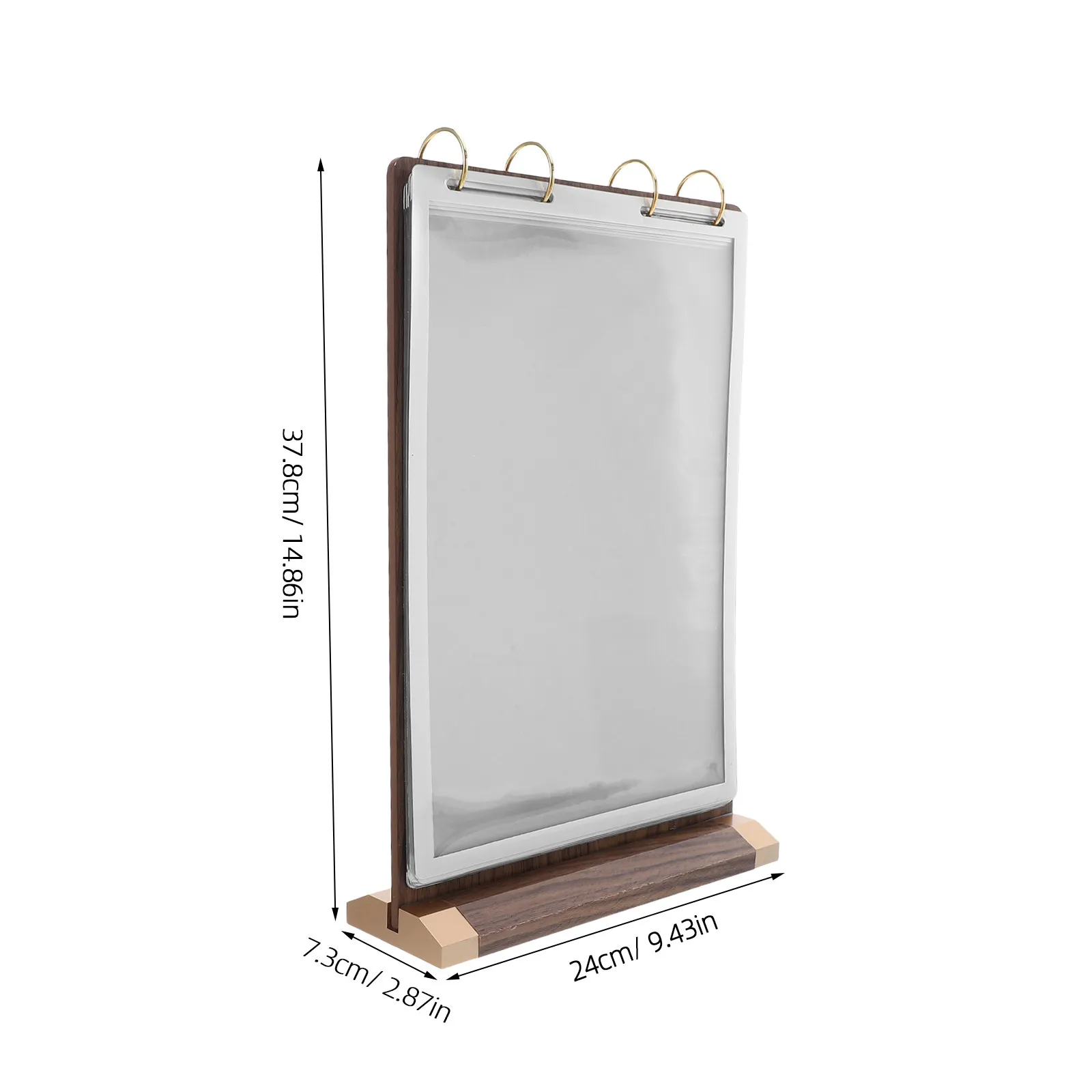 6 Pages A4 Walnut Wood Menu Holder Stand Tabletop Flip Display For Restaurant Cafe Table Top Sign Holder Wood Card Rack Menu view 6