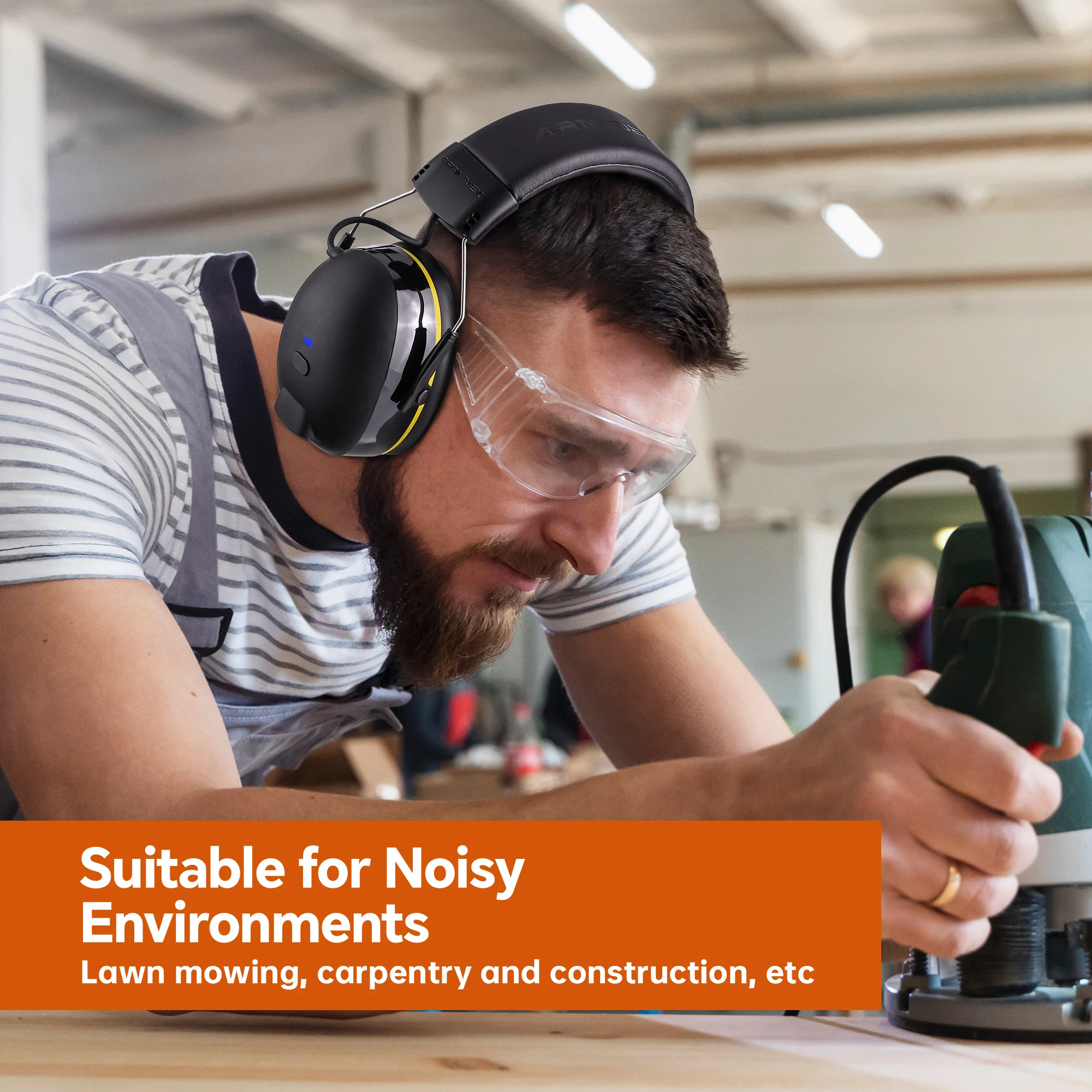 블루투스 청력 보호기 소음 감소 안전 귀마개 사냥 촬영, 작업장용 귀 보호 헤드폰 취소