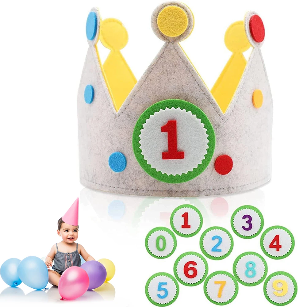 Children DIY Crown Durable Creative Interchangeable Numbers Crown Adjustable Size for Girls Boys Birthday Party Decor