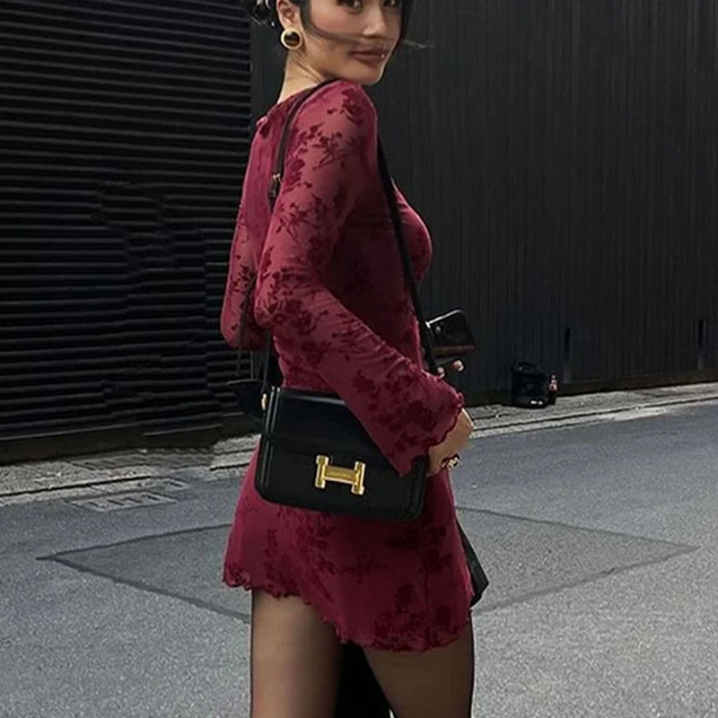Sexy Wine Red Dresses Autumn New - Image 5