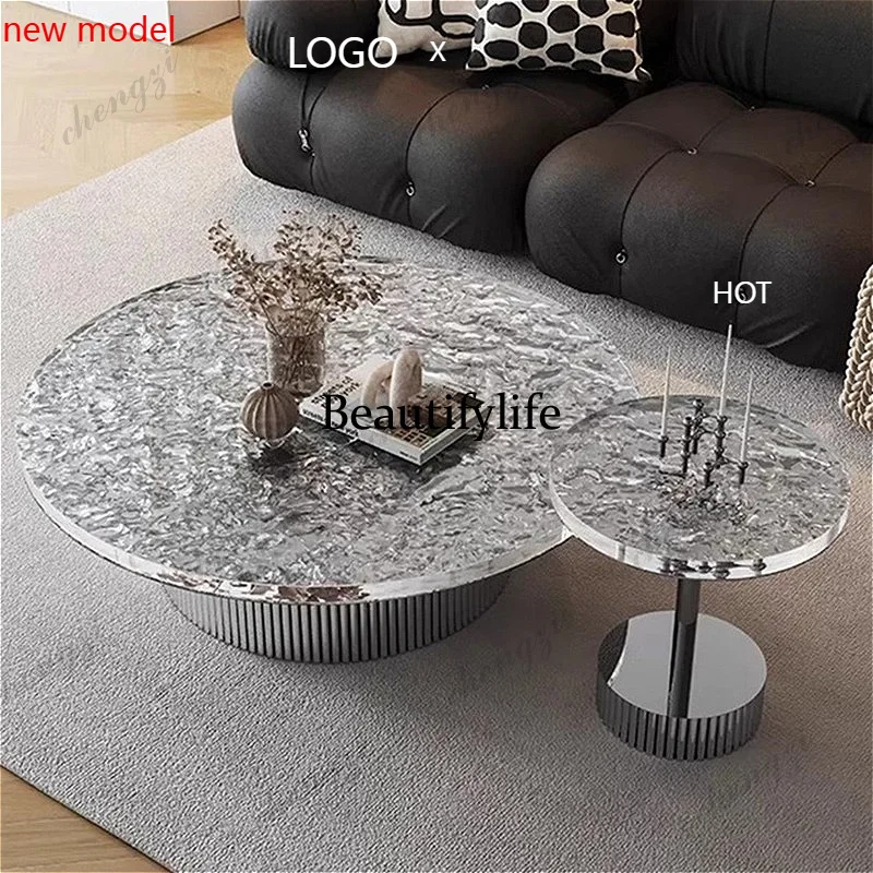 

M138 ​​Italian Minimalist Round Marble Coffee Table Luxury Designer Creative Small Space Living Room Coffee Furniture