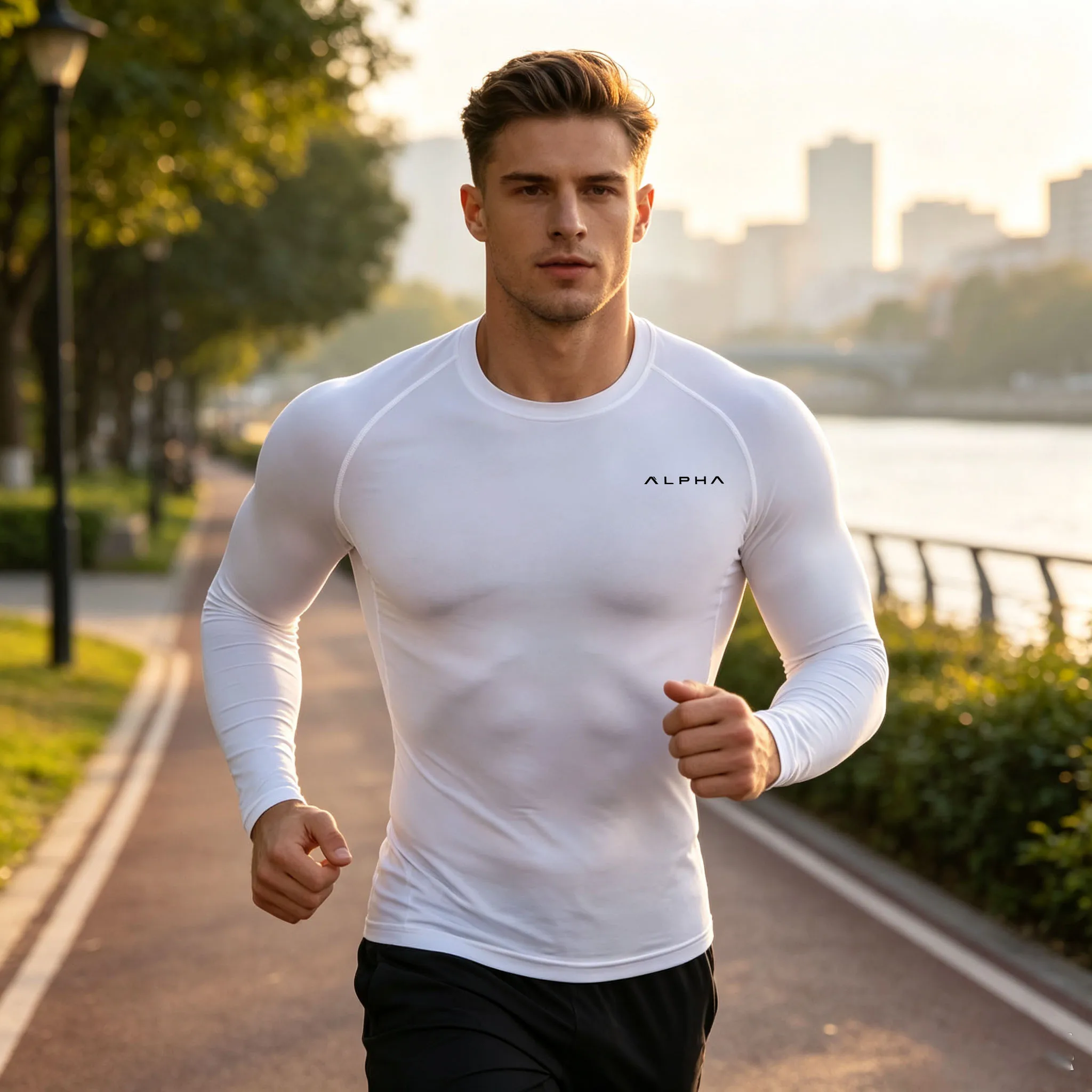 New Men's Running long sleeve T-Shirt Short Sleeve Gym Workout Shirts Fitness Shirts Men's Jogging Sportswear