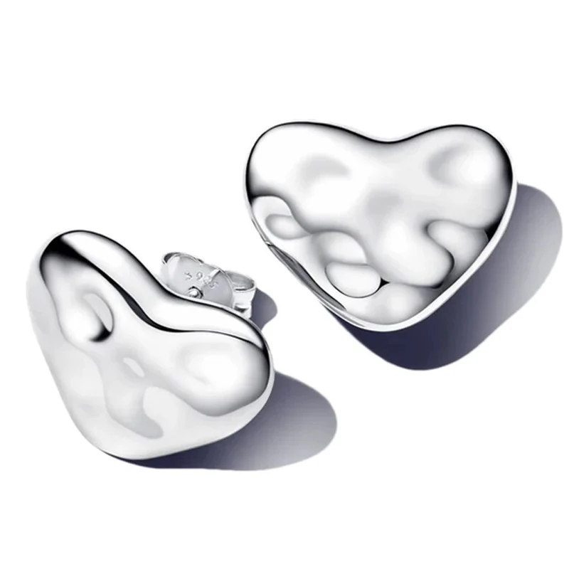 Boucles d'oreilles créoles rondes en argent 925 pour femme, boucles d'oreilles en forme de perle traitée baroque, bijoux dorés originaux, cadeau