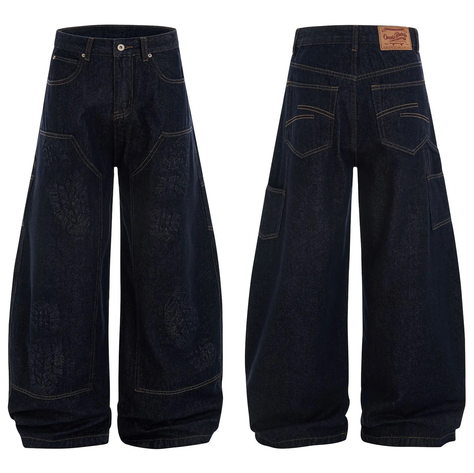OR FL Three-dimensional Footprints Print Curved Knife 85 Cotton Women Jeans Trendy Brand High Street Niche Design Sense Trousers
