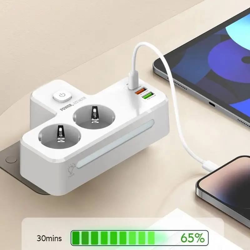 Power Strips Extension With 20W USB Outlet Extender Adapter Touch Night Lamp Wall Socket Charging Extension Cord for Home 896C