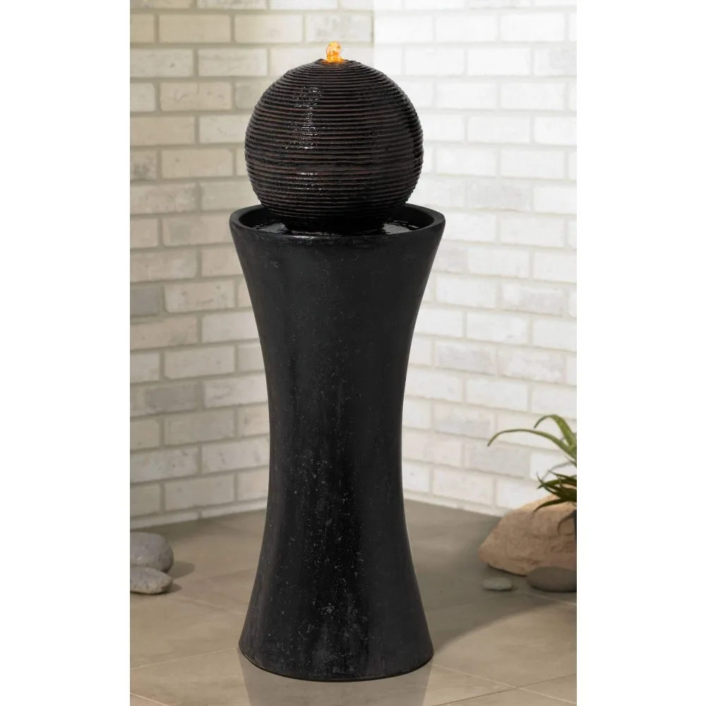 Imagem -04 - Zen Outdoor Floor Water Fountain para Jardim Luz Led Moderna Bubbler Pillar 30 Alta Novo 2024