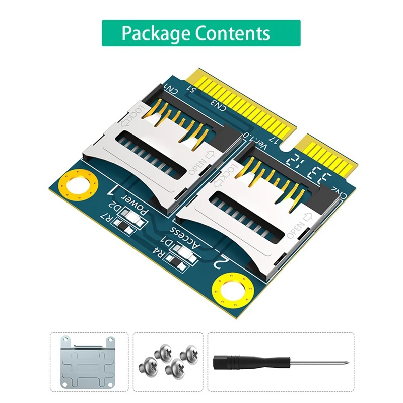 Karta adaptera MINI PCIE na 2 Micro-SD MINI PCIE na podwójny moduł TF Moduł czytnika SSD do laptopa