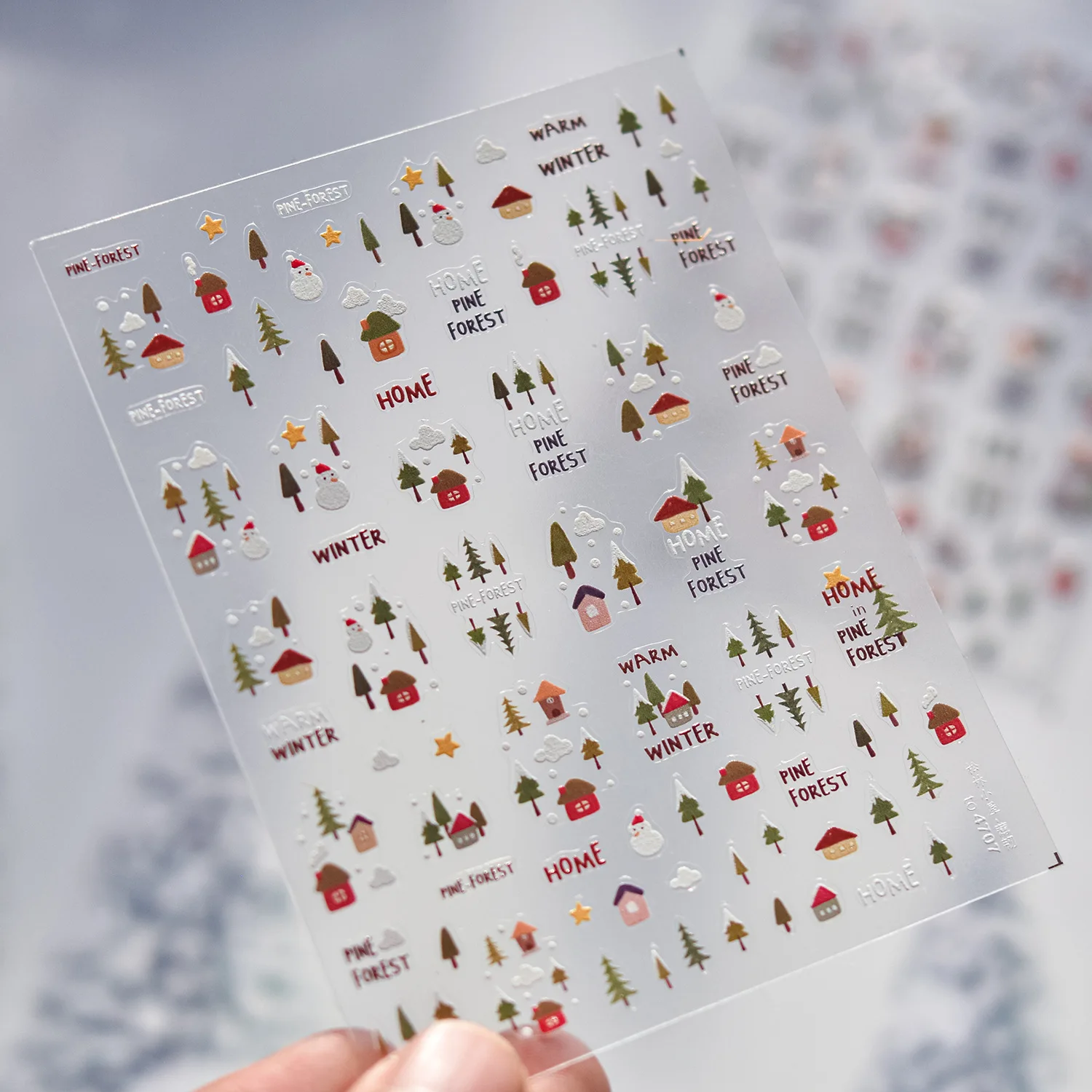 1Pcs Warm Winter Christmas Nail Sticker 5D Snowman Tree House Self Adhesive Nail Art Stickers DIY New Year 2025 Nail Art Parts