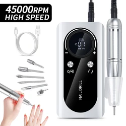 45000RPM Rechargeable Nail Drill Machine With LCD Display Low Noise Professional Nail Polish Sander for Manicure Nail Equipment