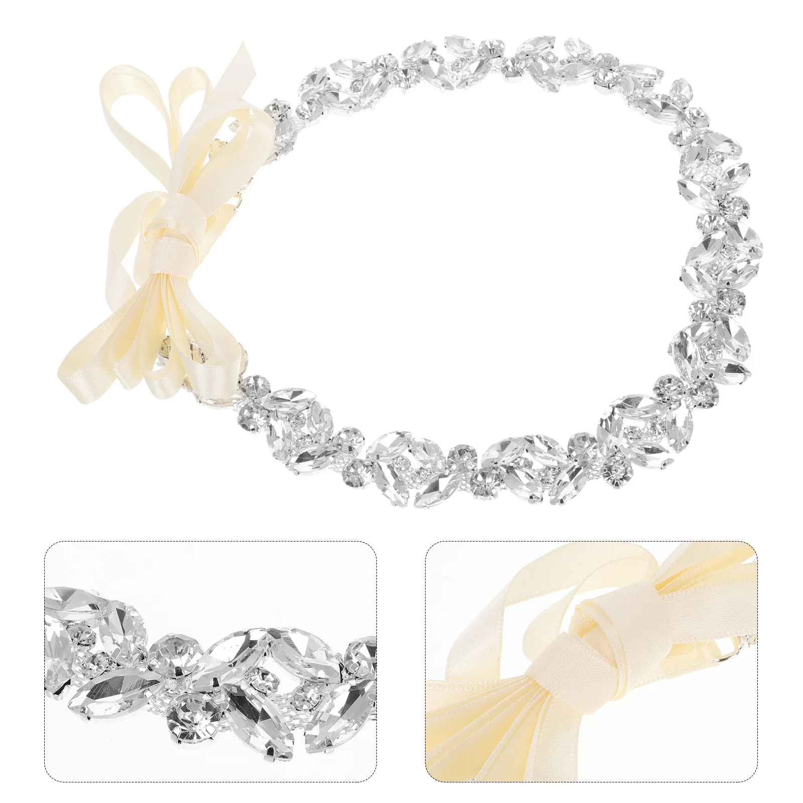 

Rhinestone Wedding Dress Belt Satin Ribbon 270Cm Bridal Belt Sparkling Crystal Strap for Formal Gown Bride Bridesmaid