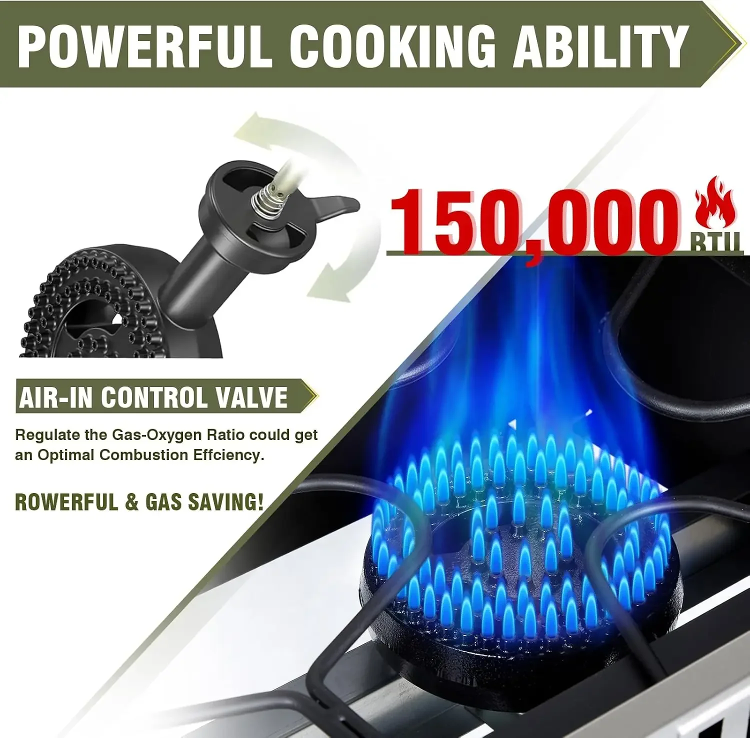 2 Burner Propane Stove, 150,000 BTU Outdoor Gas Stove with Auto | Ignition, Regulator, Side Shelves & Wheels, Portable Propane