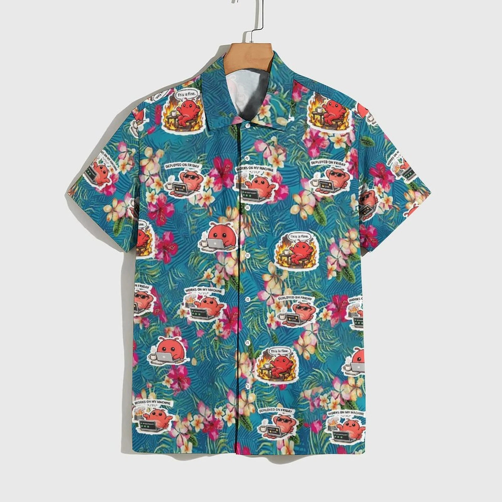 New Cartoon Meme Crayfish AI Lobster Hawaiian Shirt For Unisex Clothing Seafood Tropical Palm Tree Graphic Shirts OpenClaw Tops