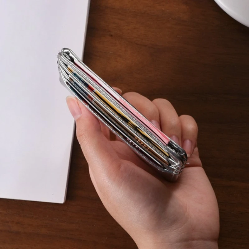 

Тонкий держатель для кредитных карт из искусственной кожи конфетных цветов с несколькими отделениями для карт и удостоверений личности