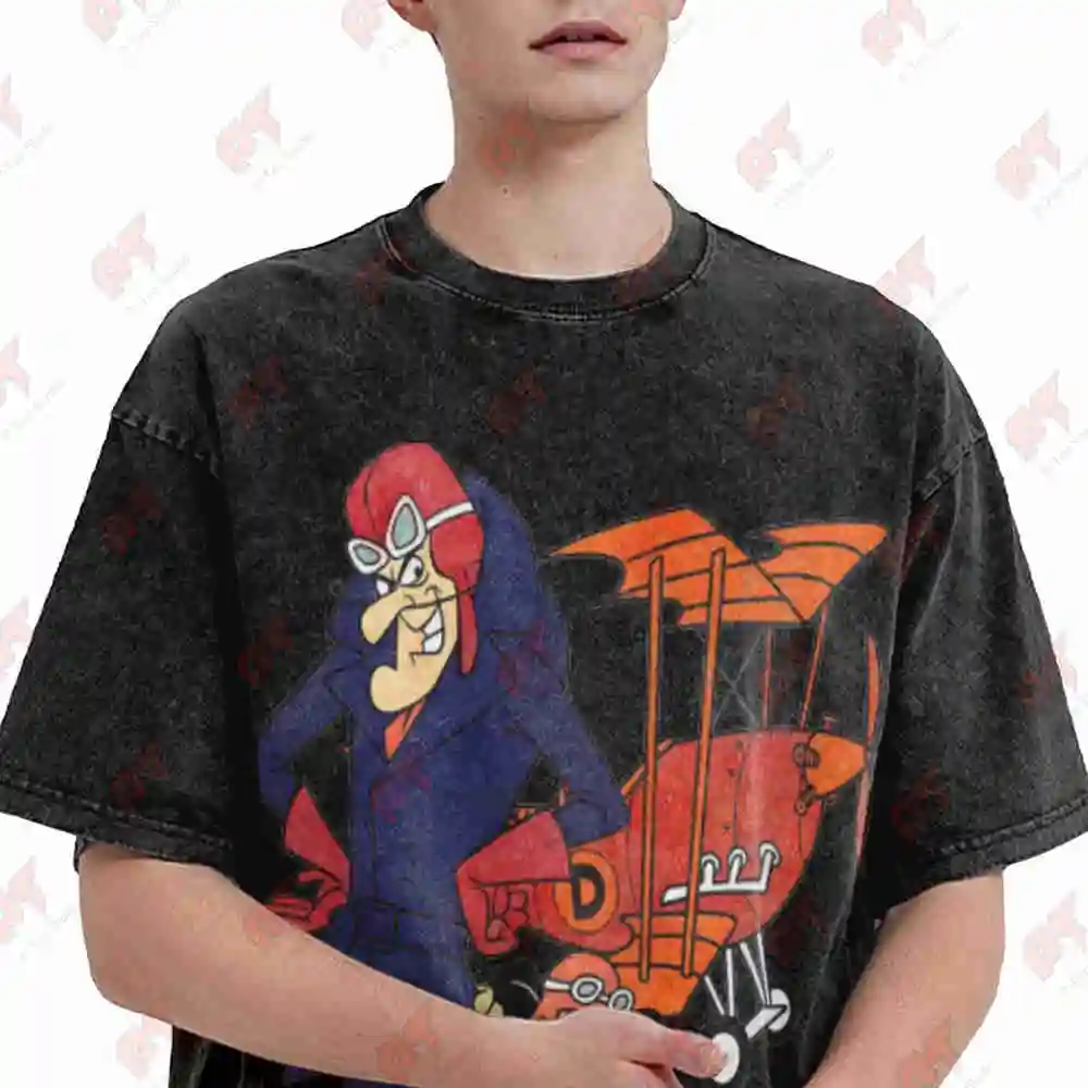 Dastardly And Muttley In Their Flying Machines Hanna Barbera Vintage Washed Tee Pure Cotton T-Shirt