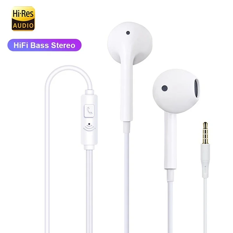 Auriculares universales con conector de 3,5mm, auriculares con cable y micrófono, auriculares estéreo HiFi, auriculares deportivos para música para Xiaomi Redmi Poco