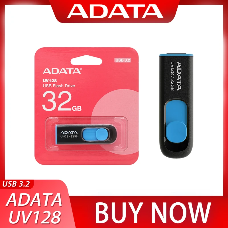 USB 3.2 ADATA UV128 USB Flash Drive 32GB 64GB High Speed Storage Pendrive Mini U Stick 128GB 256GB USB Memory Stick