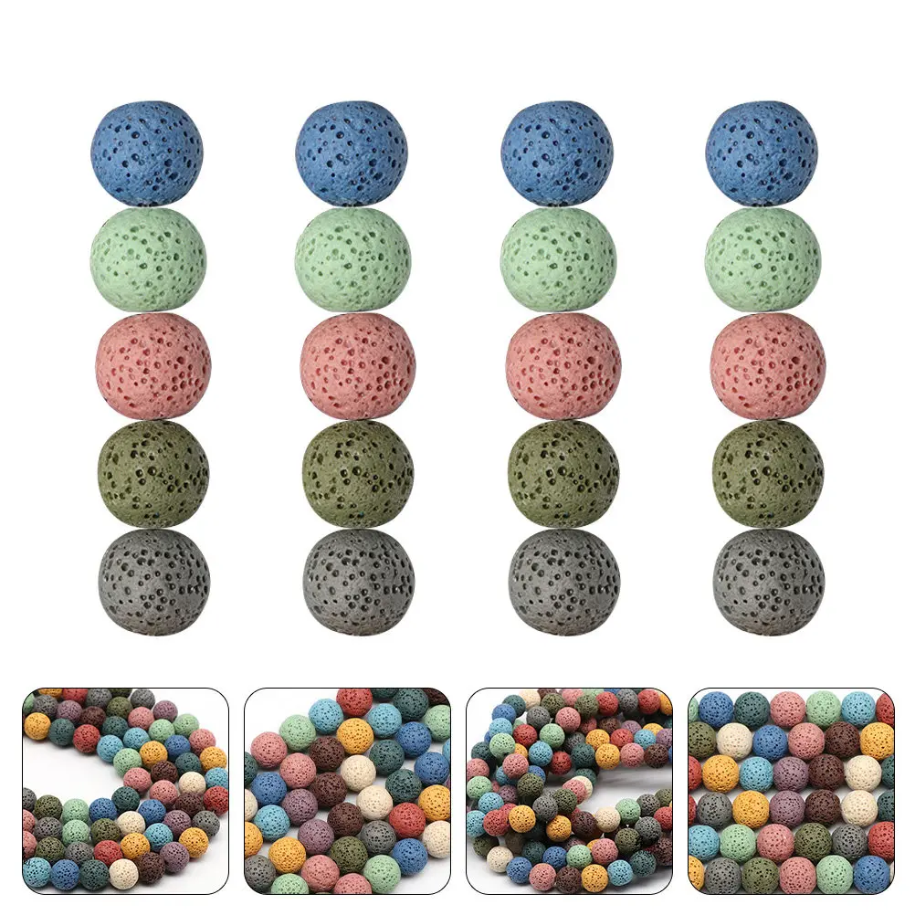 40Pcs Volcanic Loose Beads Premium Natural Lava Stone Beads Smooth Surface Easy DIY Jewelry Making Crafts Family Creative