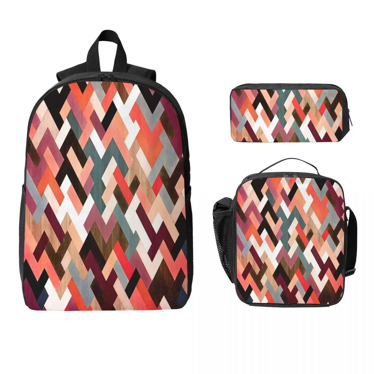 

SK9 Backpack Student Boys Girls BookBag School Bag Computer Shoulder Bags 3ps Insulated Lunch Bag Pencil Case
