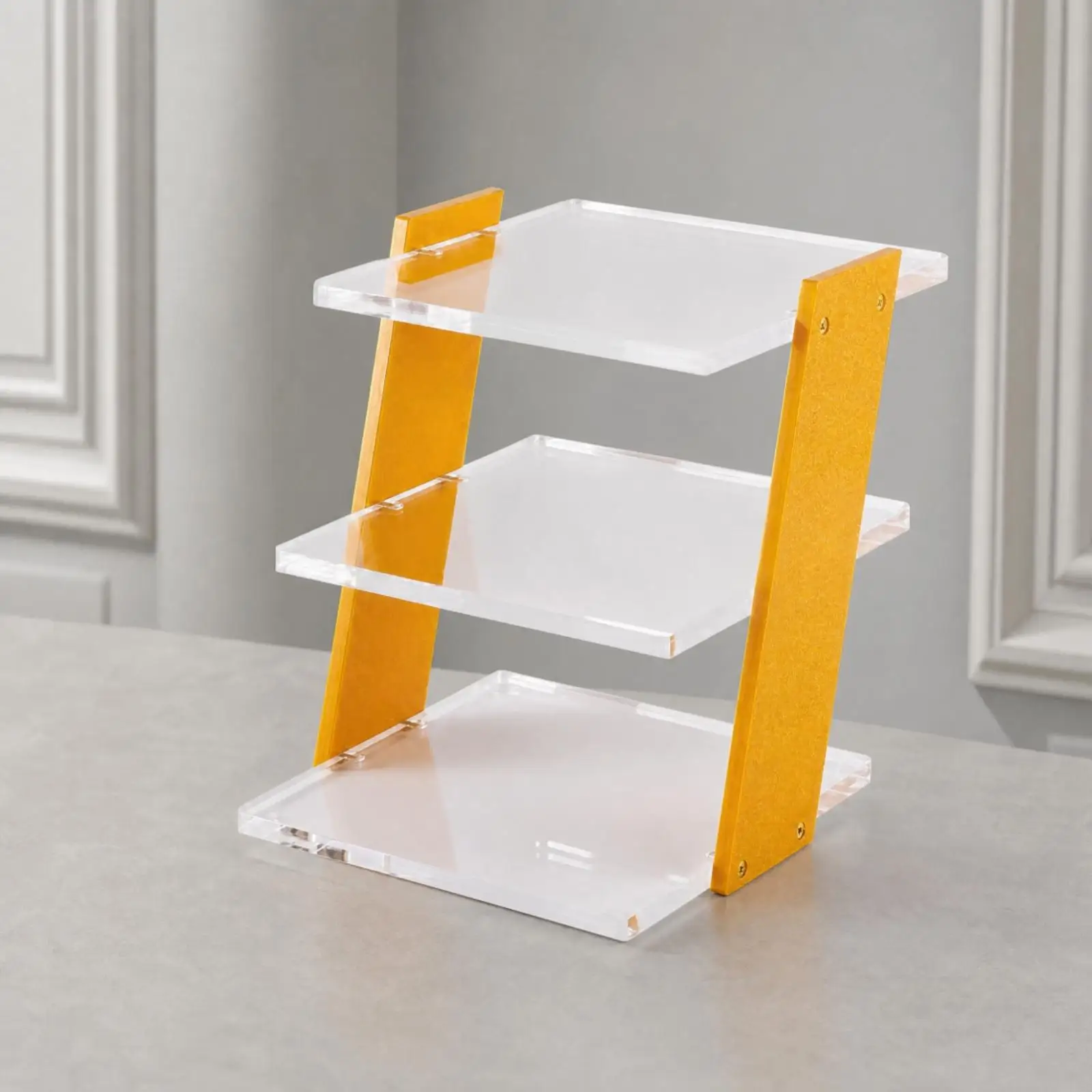Three-Tier Eyewear Display Stand Transparent Freestanding Eyeglass Rack with Shelves Countertop Eyewear Display Sturdy