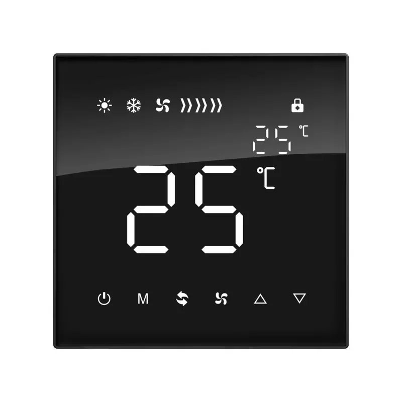 Wireless KNX Temperature Controller Smart Home HVAC Touch Screen Panel Electric Air Conditioning System Switch for Modern