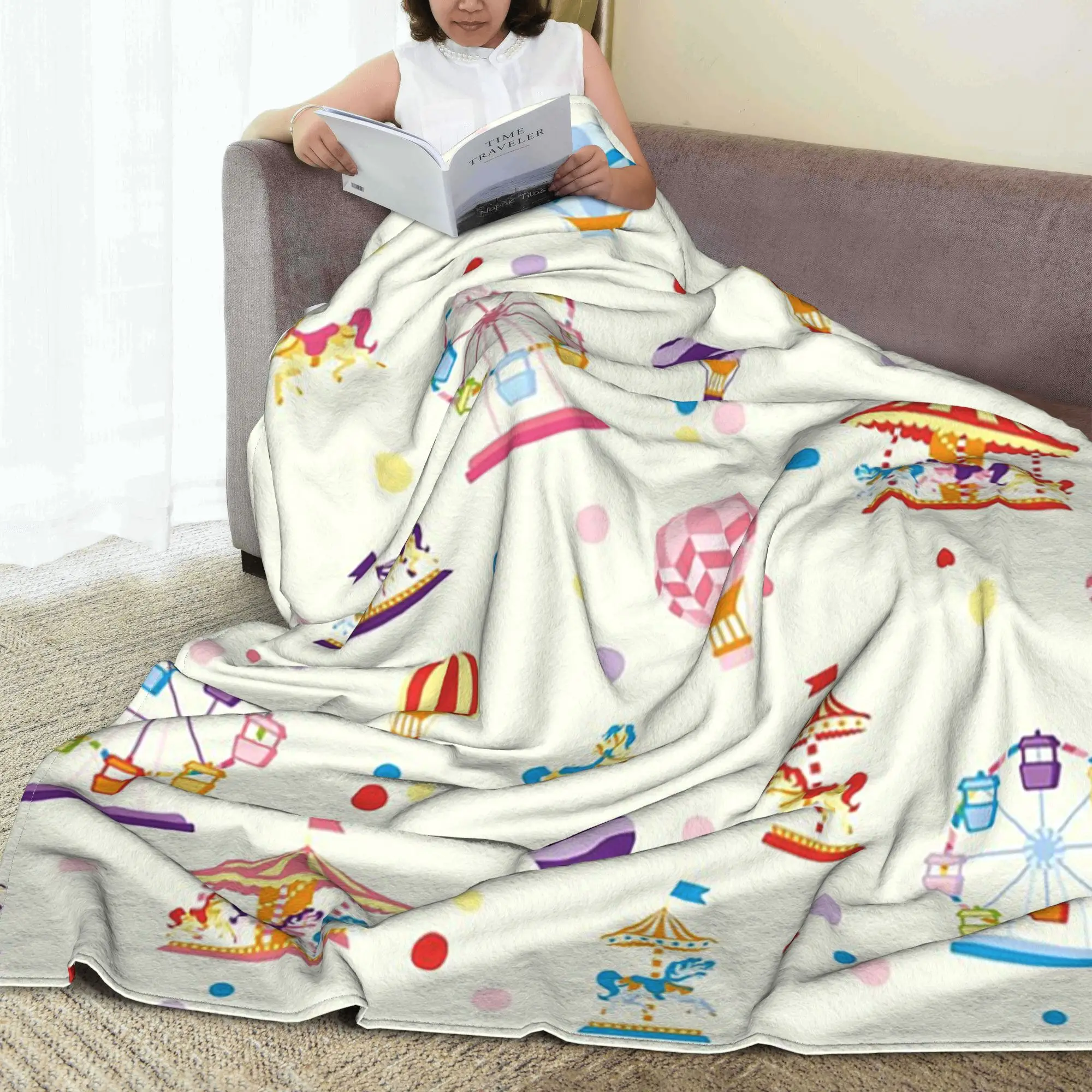 

Веселая карусель, воздушные шары, колеса обозрения, одеяла, фланелевое одеяло для дивана, постельные принадлежности для дивана, офисные пледы, покрывало