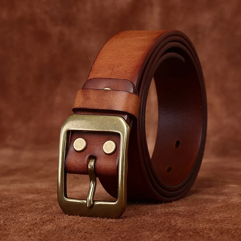 Washed and matte top layer pure belt men's leather simple versatile casual