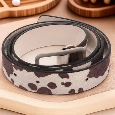 Koe Print Riemen Vrouwen Westerse Verstelbare Jeans Riem Dier Verstelbare Broek Riem Print Accessoires Mode