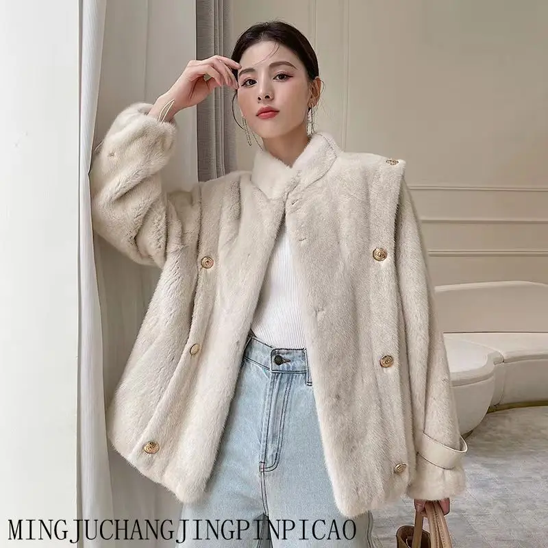 Cappotto da donna coreano imitazione pelliccia di visone giacca allentata Senior Sense Outer Wear Coat Warm Temperament cappotto di pelliccia da donna