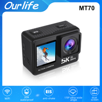 5K 4K60FPS Action Camera Dual IPS Touch LCD EIS 170° DVR 30M Waterproof 5X Zoom Sport Camera With Wireless Mic&Remote Control