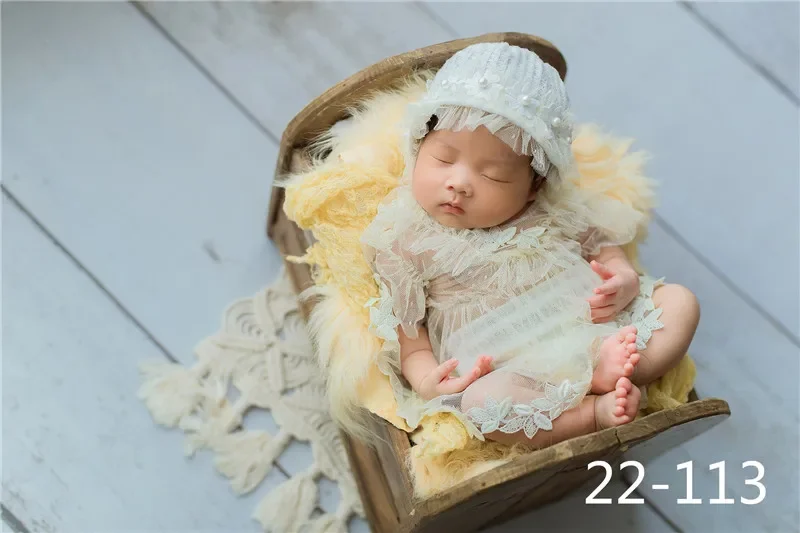 0-3Month Baby Newborn Photography Props Baby Hat Baby Girl Lace Romper Bodysuits Outfit  Photography Clothing