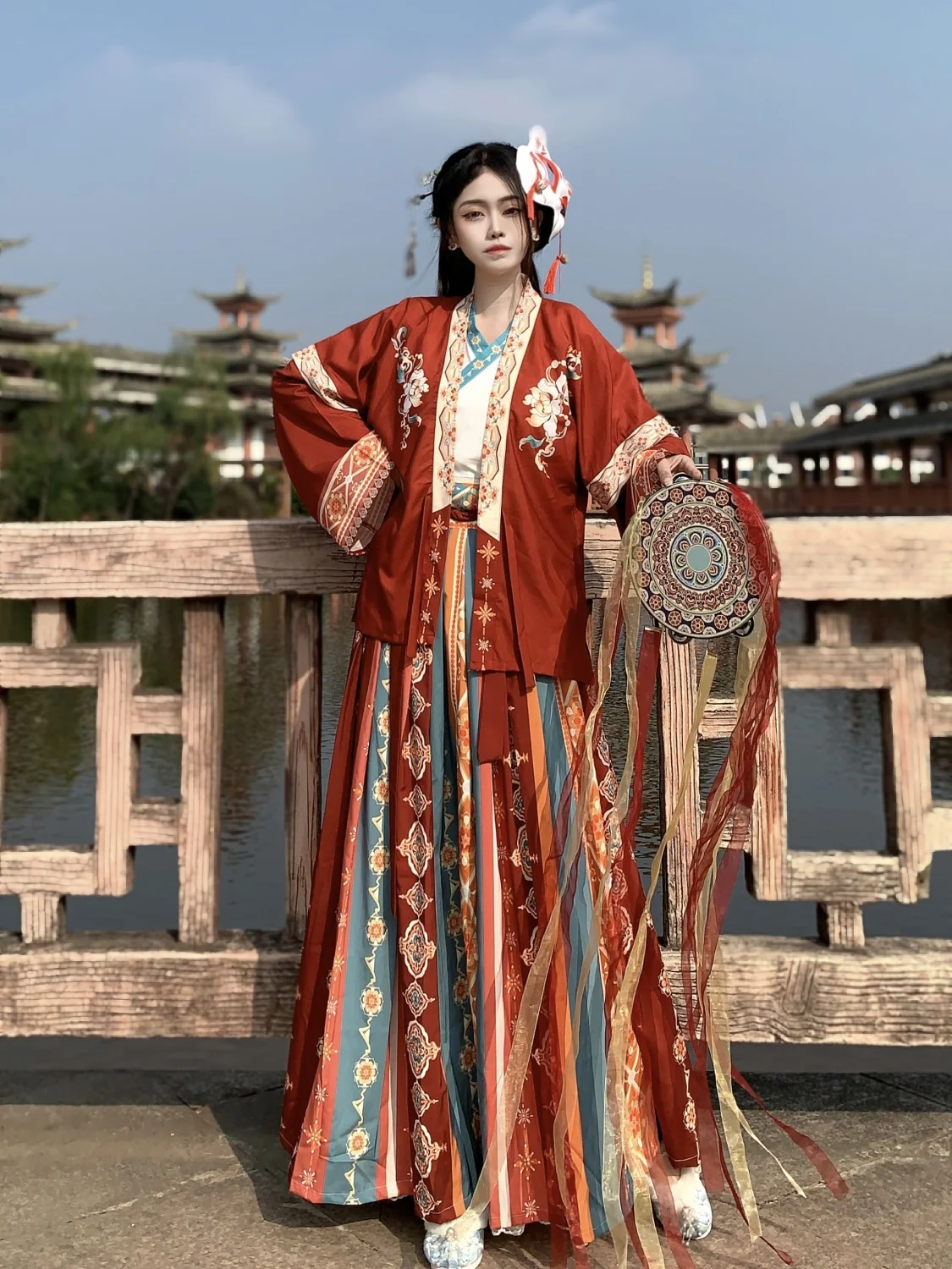 

Tang Dynasty Hanfu - Ethnic Tibetan Style with Wei-Jin Aesthetic Chinese Traditional Clothes Chinese Costume Set Women's Cosplay