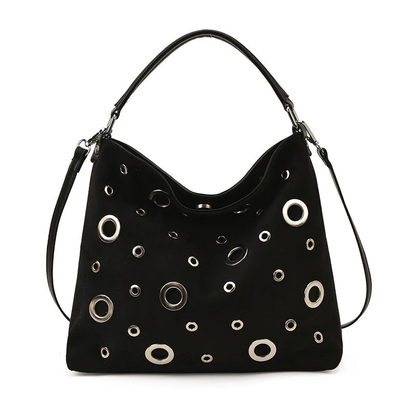 New niche design suede suede portable bucket bag women's fashion high-end underarm bag