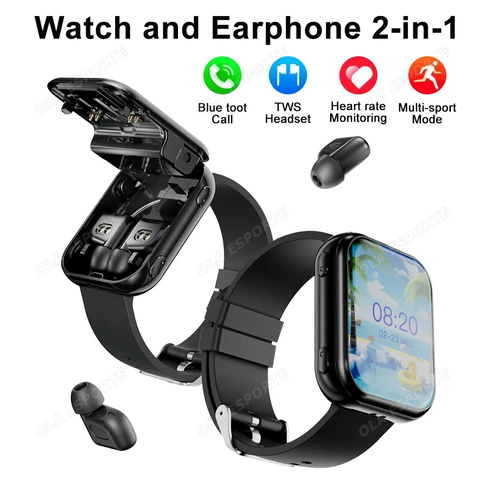

TWS 2-in-1 Earphones Smart Watch AMOLED Screen Bluetooth Call Heart Rate Health Monitoring Play Music Smartwatch For Men Women
