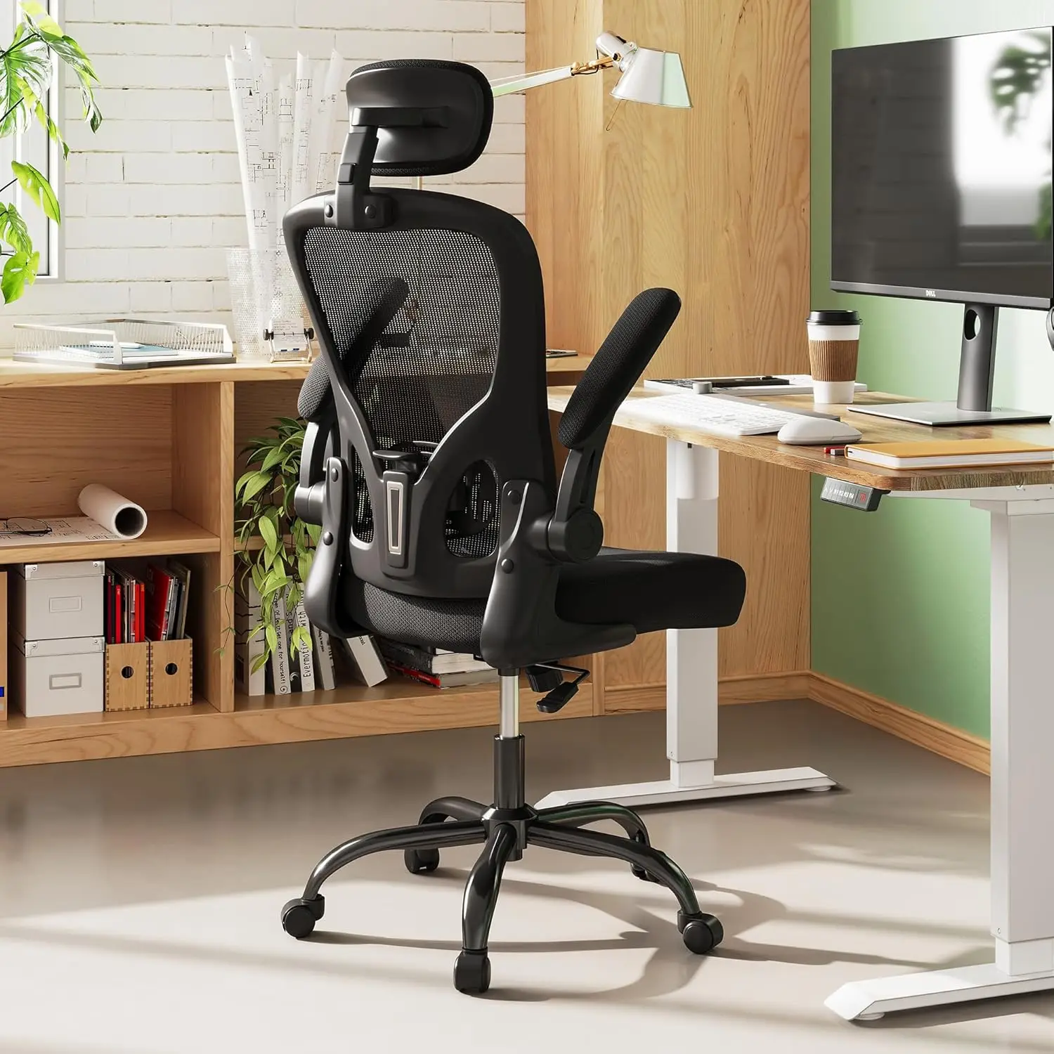 Mesh Computer Office Chair, High Back Ergonomic Desk Chair with Flip-up Armrests and Adjustable Headrest, Backrest NEW USA