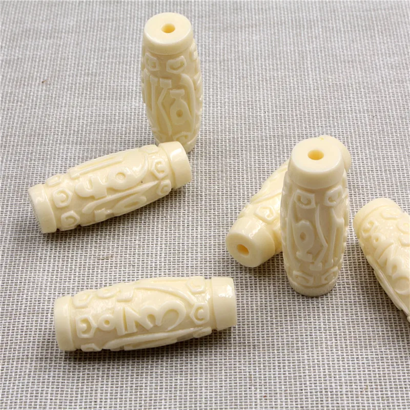 Natural Mammoth Ivory Carved Pot Cover Knob Waist Bead Barrel Beads Six Words Mantra Antlers Thigh High Pendant Hand Carved Star