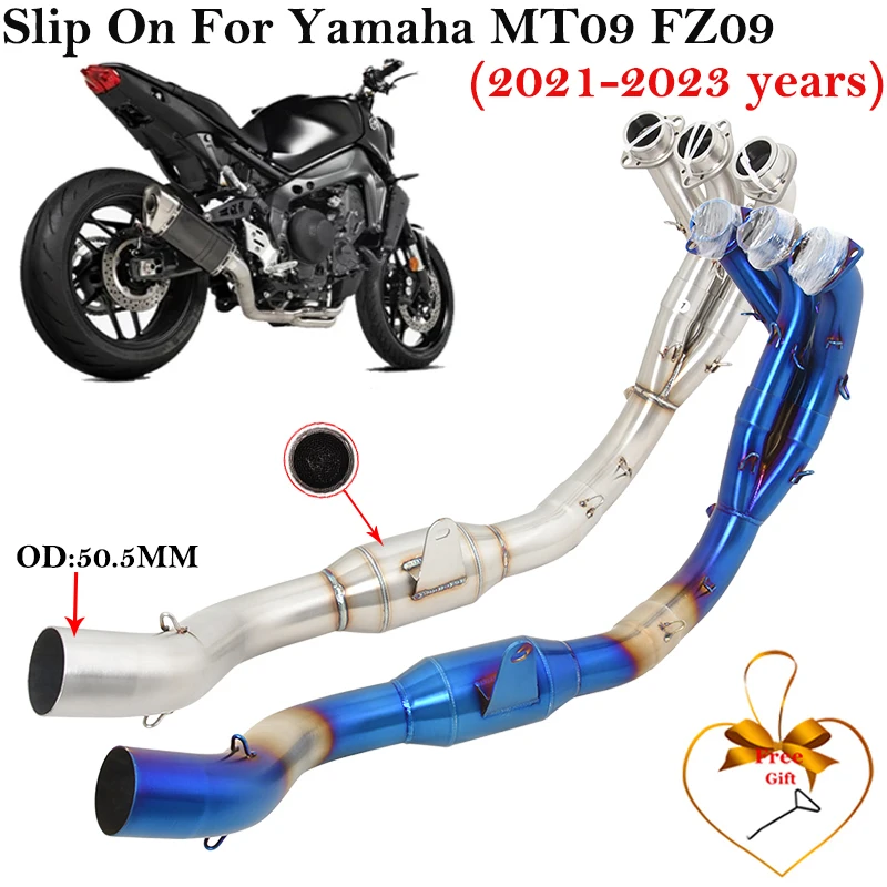 

Slip On For Yamaha MT-09 MT09 FZ-09 XSR900 2021 2022 2023 Motorcycle Exhaust Escape Systems Modify Front Mid Link Pipe Muffler